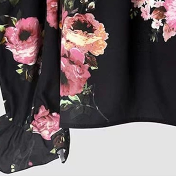 Floral Off-Shoulder Chiffon Shirt XL - Picture 3 of 4